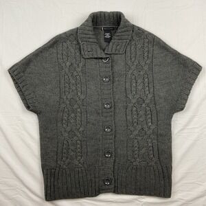 Lauren Hansen Medium Gray‎ Short Sleeve Wool Blend Cardigan Sweater